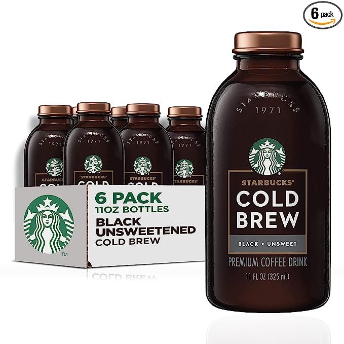 Starbucks Cold Brew Coffee, Black Unsweetened, 11 oz Glass Bottles, 6 Count | Amazon (US)