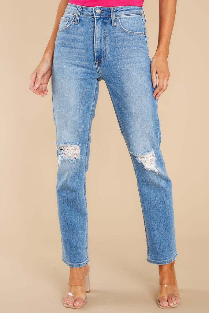 All Of Me Light Wash Distressed Straight Jeans | Red Dress 