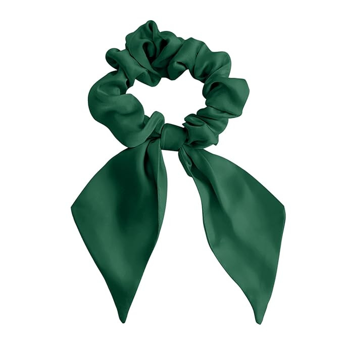 THXSILK Hair Silk Scrunchie with Bow for Women's Thick Hair, 3.5 inch, Emerald Green, 1 Count | Amazon (US)