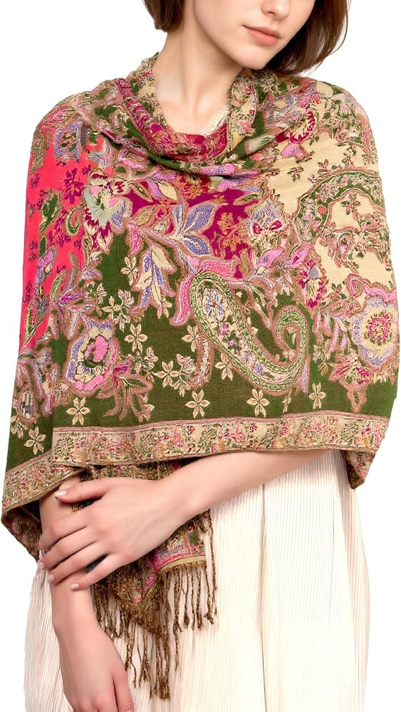 Achillea Elegant Paisley Floral Pashmina Shawl and Wrap – Boho Rave Scarf for Festival, Travel ... | Amazon (US)