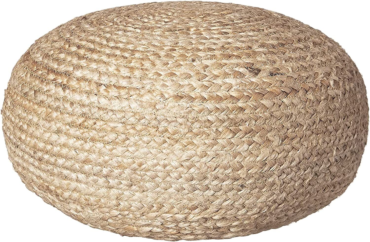 Decor Therapy Round Braided Natural Jute Woven Pouf Ottoman, 19" x 10.5" x 19" | Amazon (US)