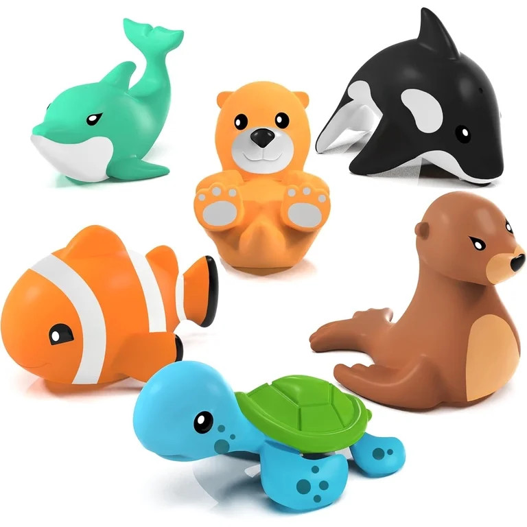 Tub Works Marine Mold Free Bath Toys, 6 Pack, Sealed, No Hole Bath Toys | Walmart (US)