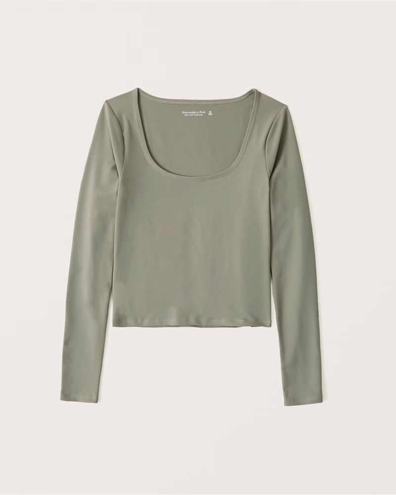 Women's Long-Sleeve Seamless Scoopneck Tee | Women's New Arrivals | Abercrombie.com | Abercrombie & Fitch (US)