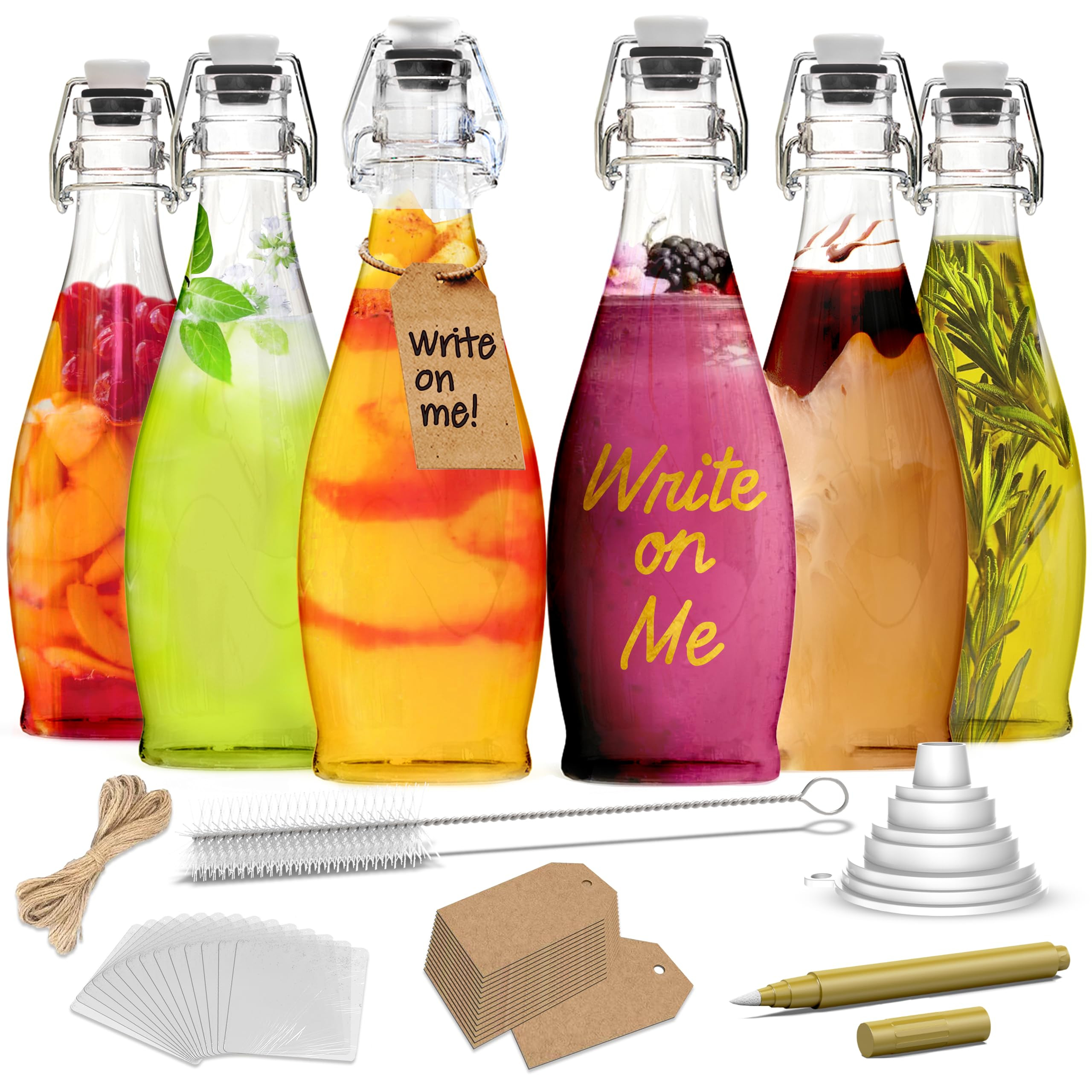 Nevlers 17 Oz Teardrop Swing Top Glass Bottles with Airtight Lid 6 Pack | Flip Top Glass Bottle w... | Amazon (US)