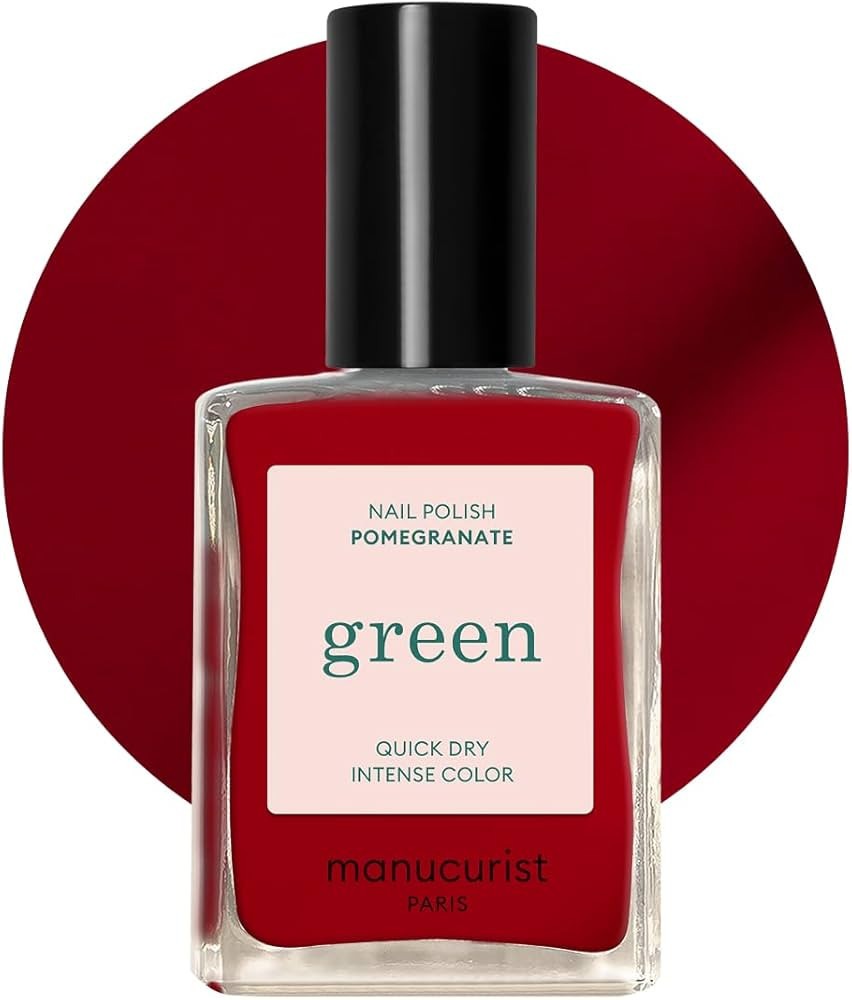 Manucurist Green Quick Dry Nail Polish Pomegranate - Rosy Red Nail Polish - 9-Free, Plant-Based a... | Amazon (US)