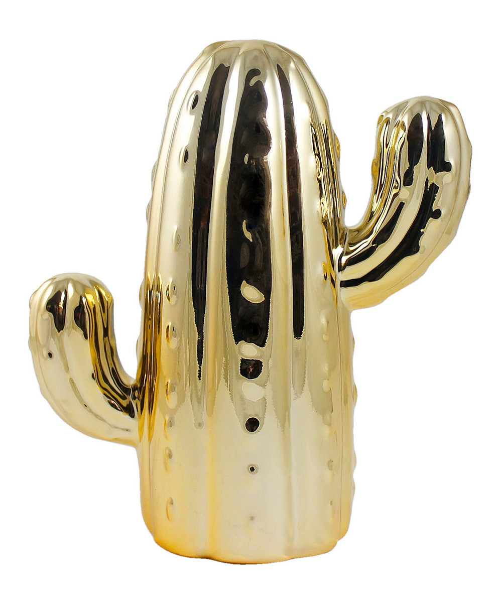 Azzure Home Indoor Planter - Gold Metallic Cactus Figurine | Zulily