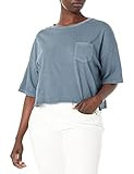 RVCA Women's Cropped Pigment Dye Short Sleeve Shirt, PTC Pocket TEE/Stormy Blue, Large | Amazon (US)