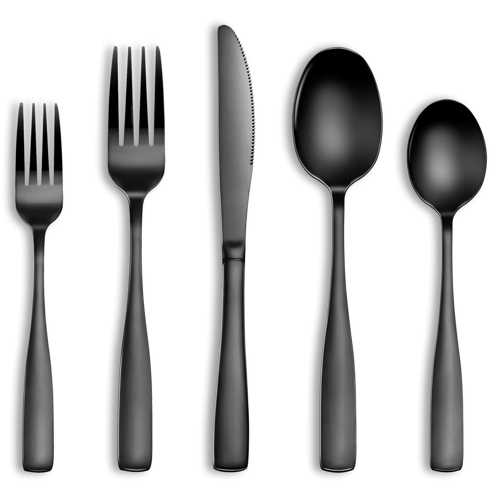20 Pcs Black Silverware Set, Food-Grade Stainless Steel Flatware Set for 4, Square Cutlery Set, M... | Amazon (US)
