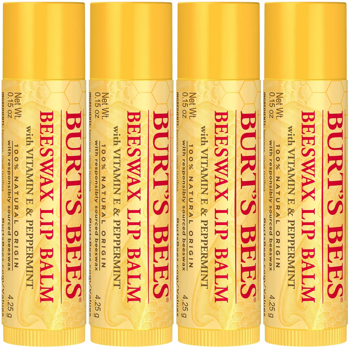 Burt's Bees Lip Balm - Beeswax - 4ct/0.6oz | Target