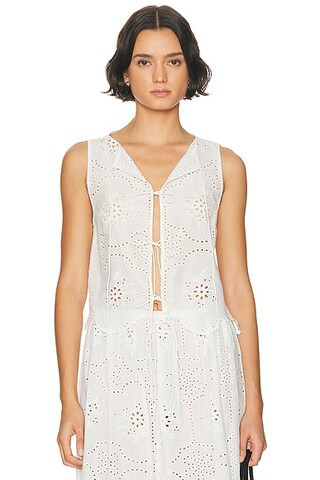 Matteau Broderie Tie Top in White - White. Size 2 (also in 1, 3). | FWRD 