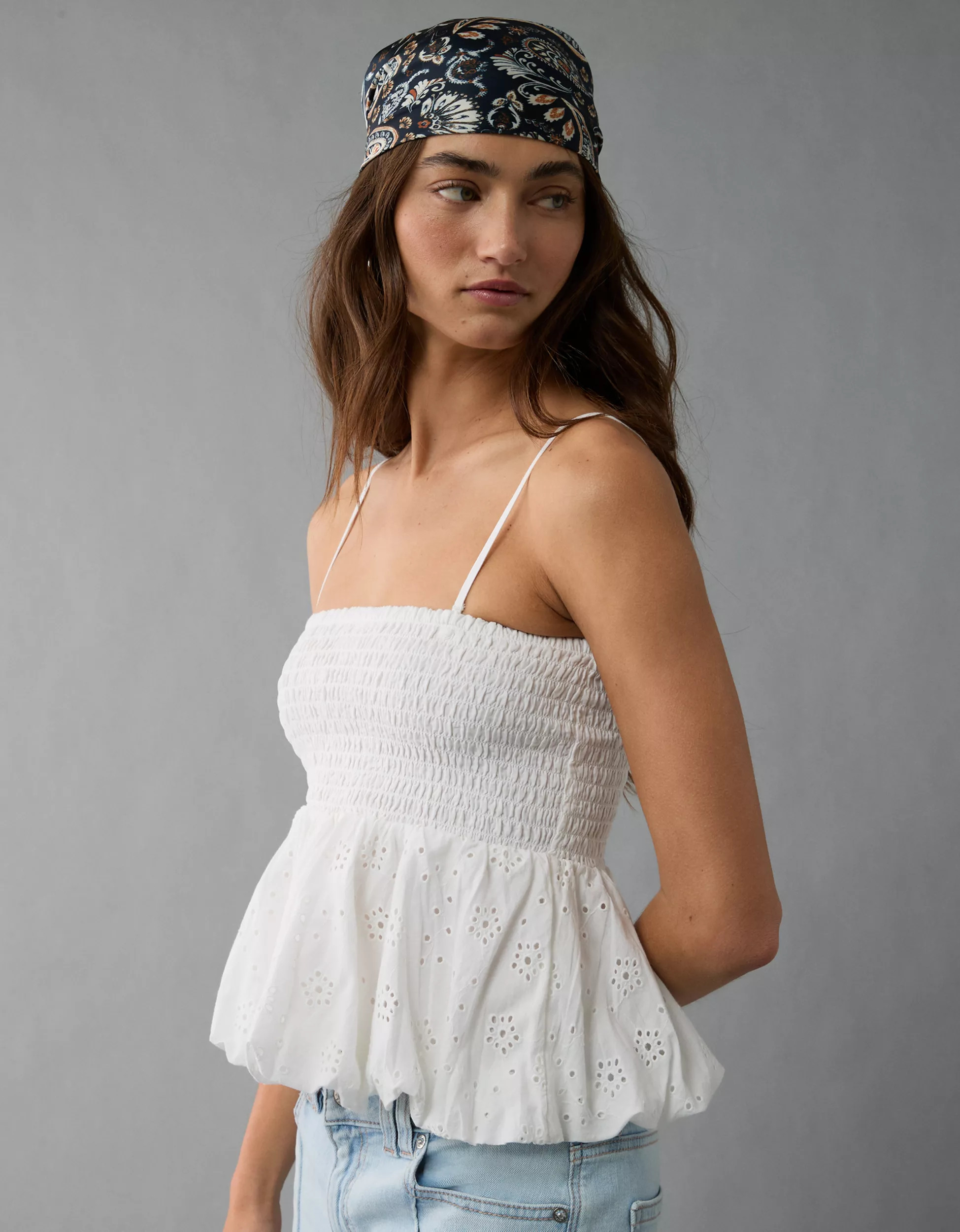 AE Eyelet Bubble Tube Top | American Eagle Outfitters (US & CA)