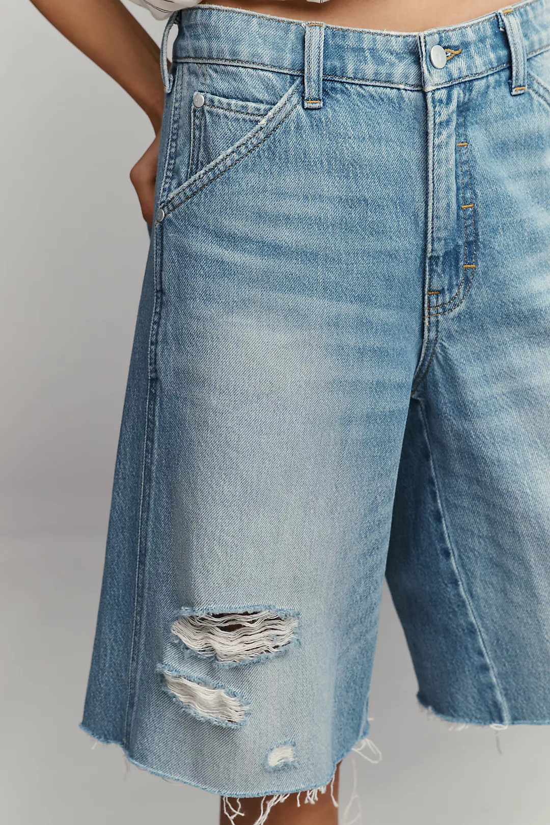 Pilcro Elastic-Back Denim Bermuda Shorts | Anthropologie (US)