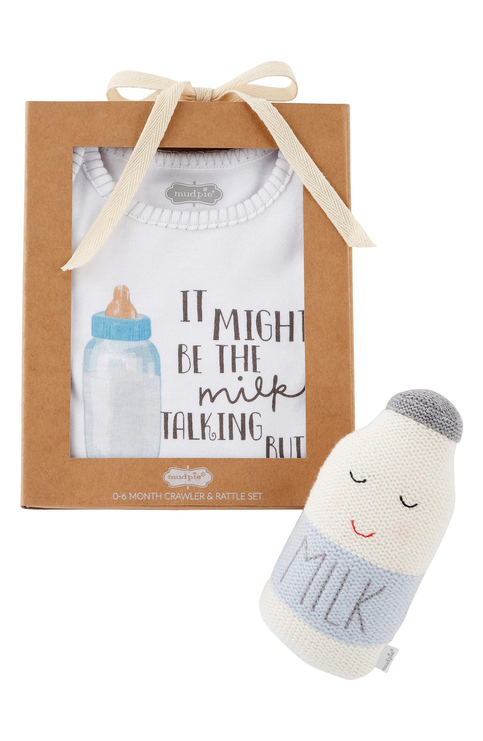 Milk Graphic Bodysuit & Knit Rattle Gift Set | Nordstrom