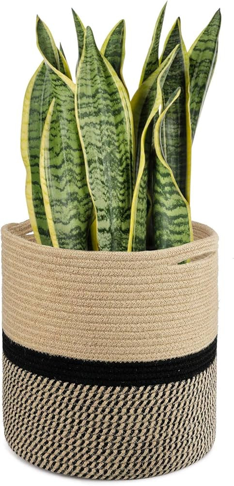 TIMEYARD Sturdy Jute Rope Plant Basket Modern Woven Basket for 11" Flower Pot Floor Indoor Plante... | Amazon (US)