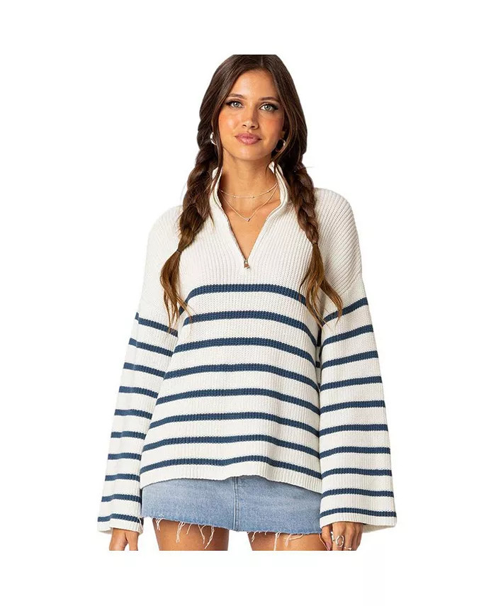 Edikted Women's Oversized quarter zip sweater - Macy's | Macy's