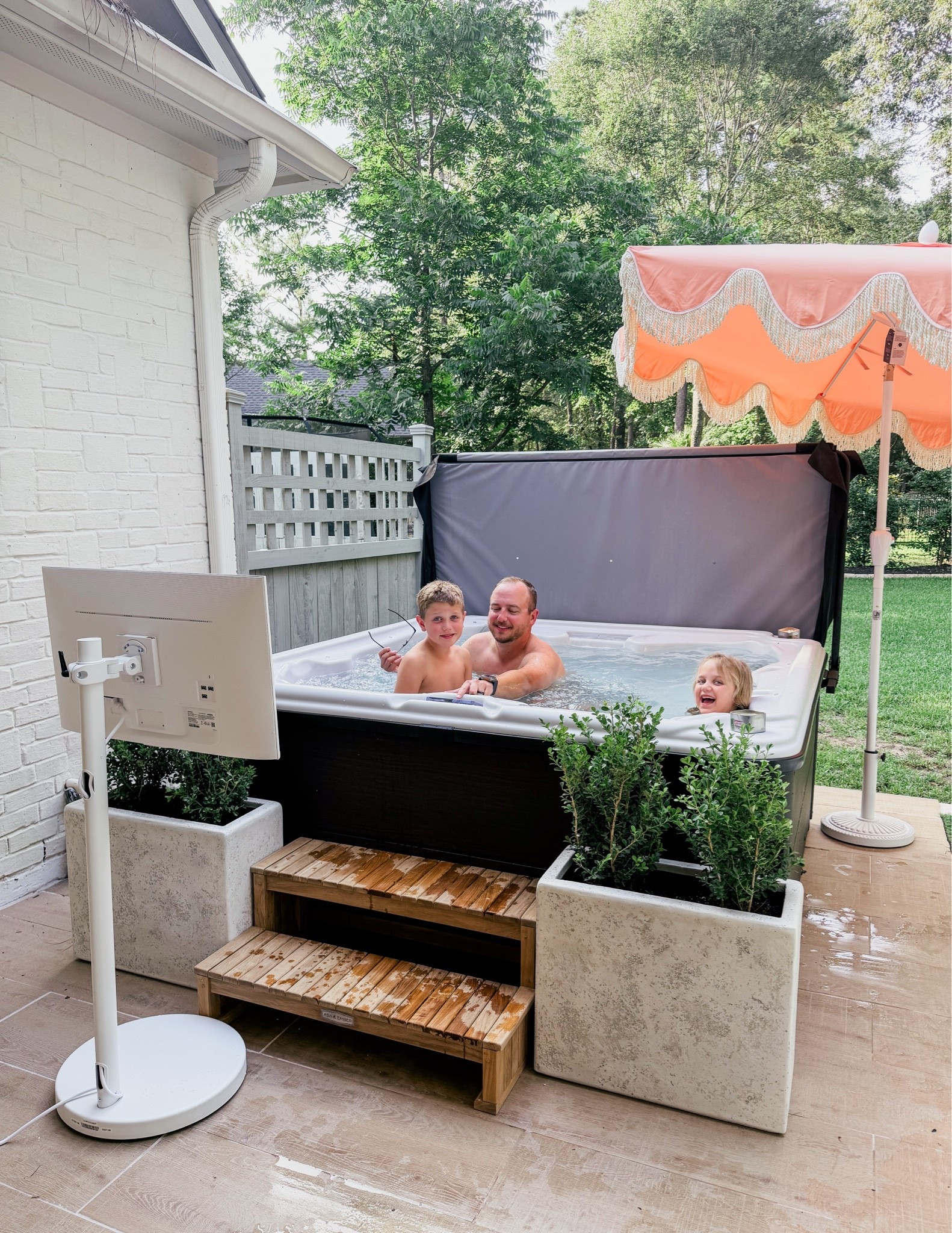 Find us here all summer long! 

THEBLOOMINGNEST hot tub outside umbrella outdoor space tv Amazon

#LTKHome #LTKSeasonal #LTKSwim