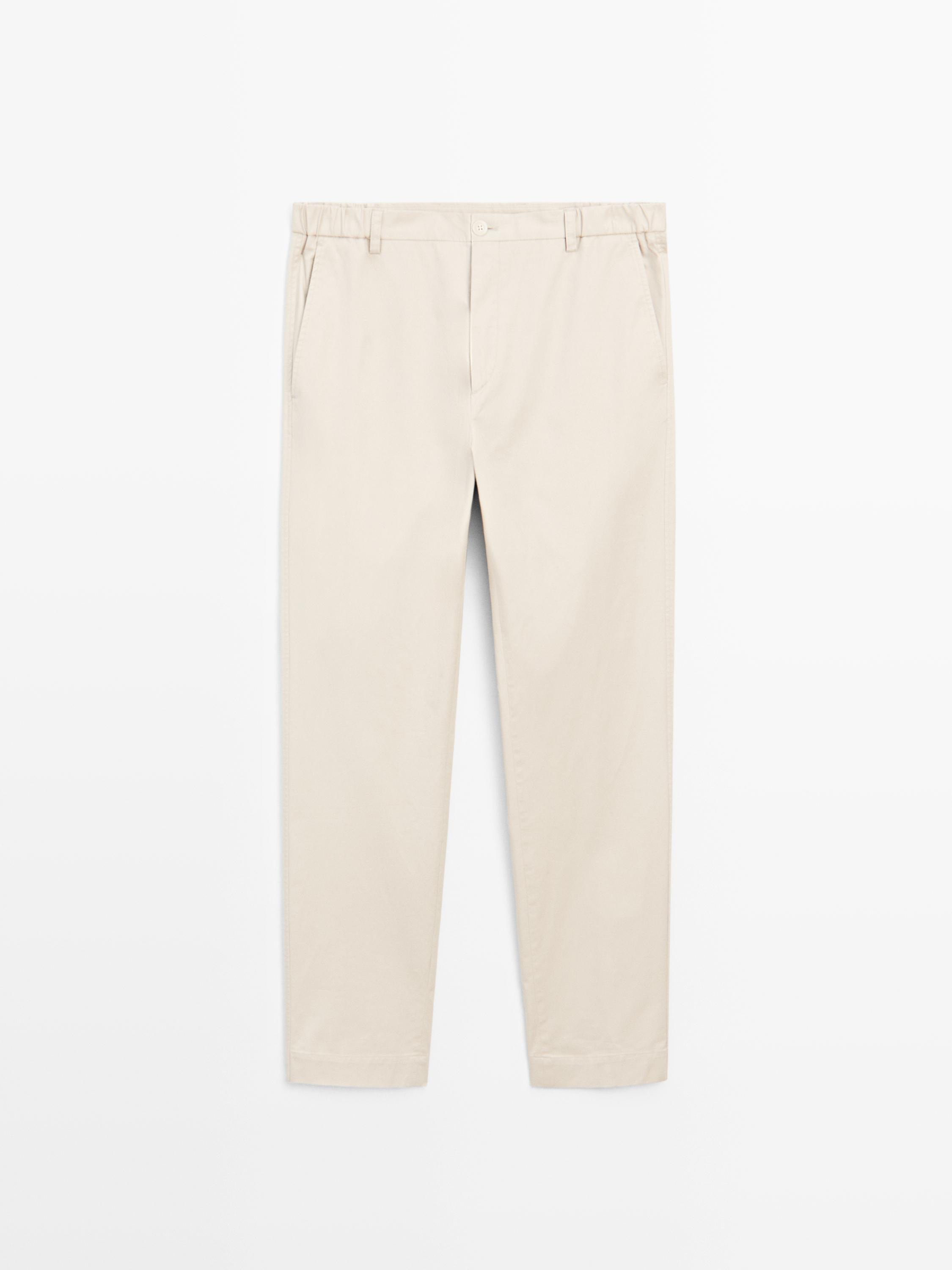 Cotton blend slim fit trousers | Massimo Dutti US