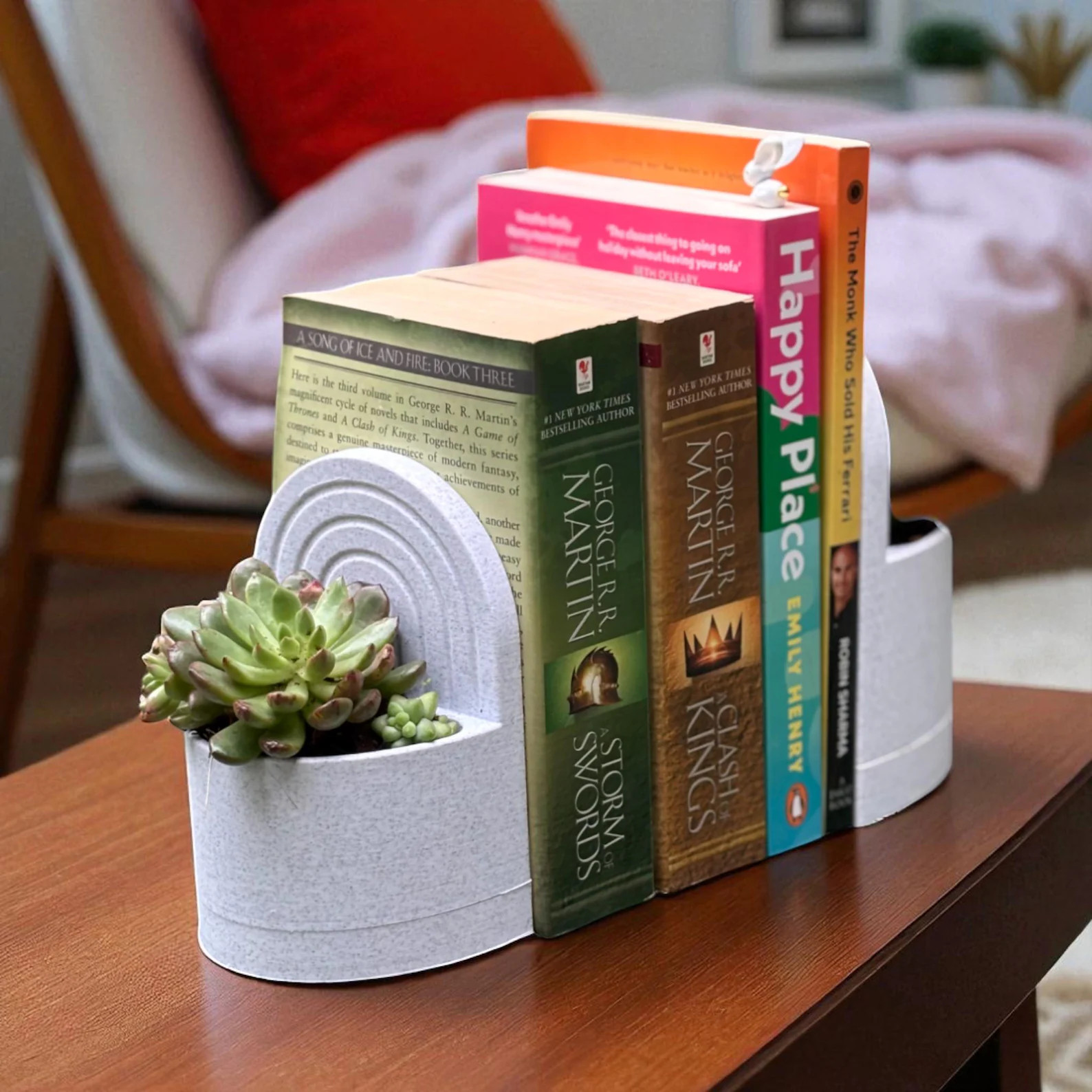 Bookend Planter with Hidden Water Tray -3D Printed Bookend -Modern Bookshelf Plant Holder, Succul... | Etsy (US)