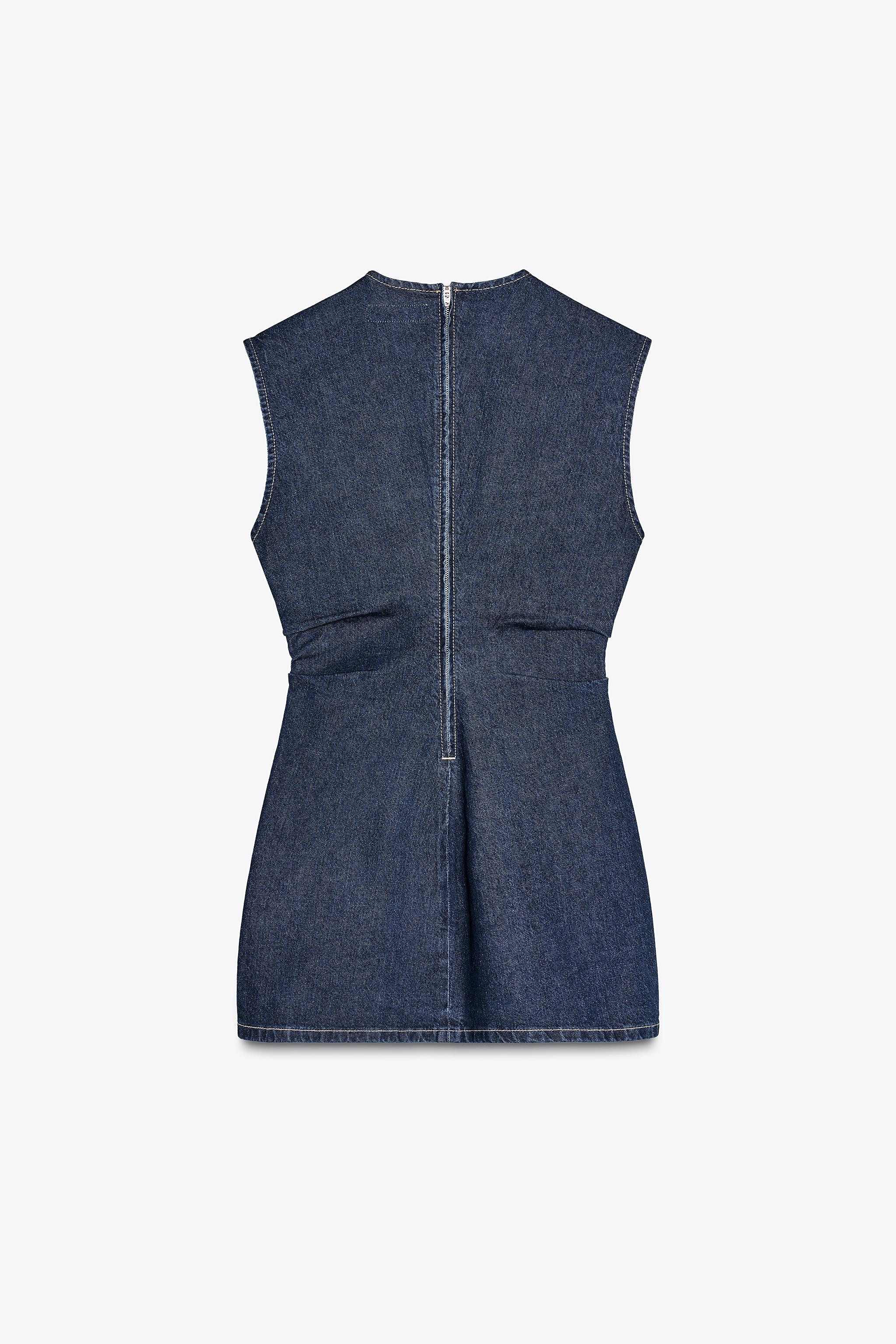 Short sleeveless dress with a round neck. Gathered detail at the waist. Zip fastening at the back... | Zara UK
