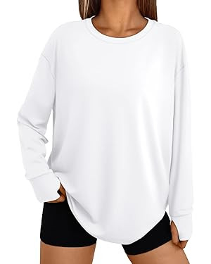 Trendy Queen Womens Oversized T Shirts Fall Thumb Hole Long Sleeve Workout Tops Fashion Plus Size... | Amazon (US)