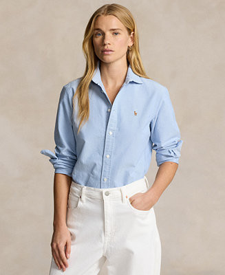 Women's Slim-Fit Striped Oxford Shirt | Macy's