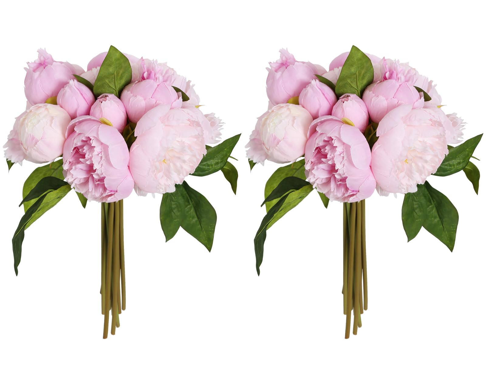 Pink Peonies Silk Flowers 2 Bouquets Pink Fake Peonies 14 Heads Faux Peony Flowers with Stems for... | Amazon (US)