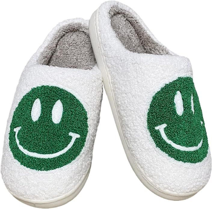 DakinFu Unisex Smiley Face Slippers Comfy Warm Plush House Shoes Winter Indoor Outdoor Slippers | Amazon (US)