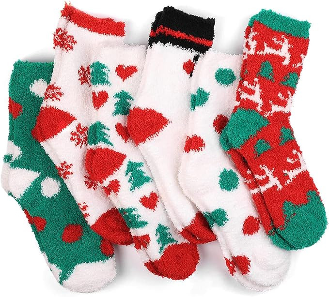 JaosWish Fuzzy Socks for Women，Cozy Fluffy Warm Soft Winter Sleeping Plush Sock Bulk for Christ... | Amazon (US)