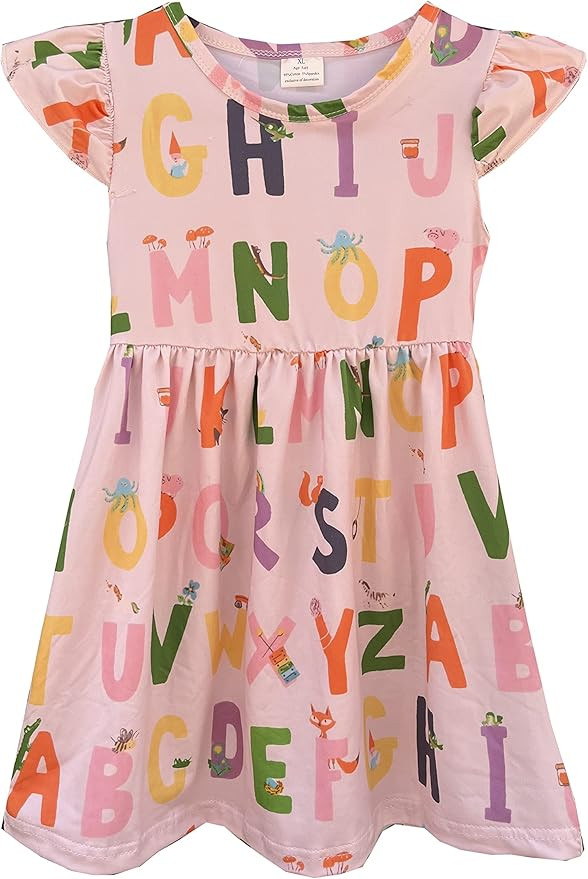 Toddler Little Girls Back to School Dresses -Apple, Pencils, Bookworm, School Bus，Glue,Tellurio... | Amazon (US)