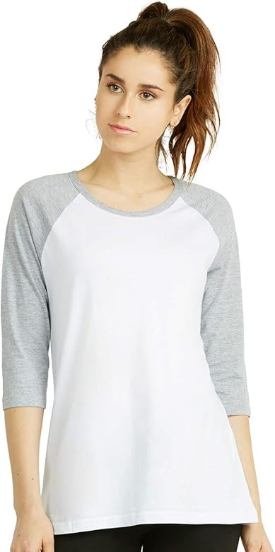 Cottonbell Women's Baseball Quarter Sleeve Tee Shirt | Amazon (US)