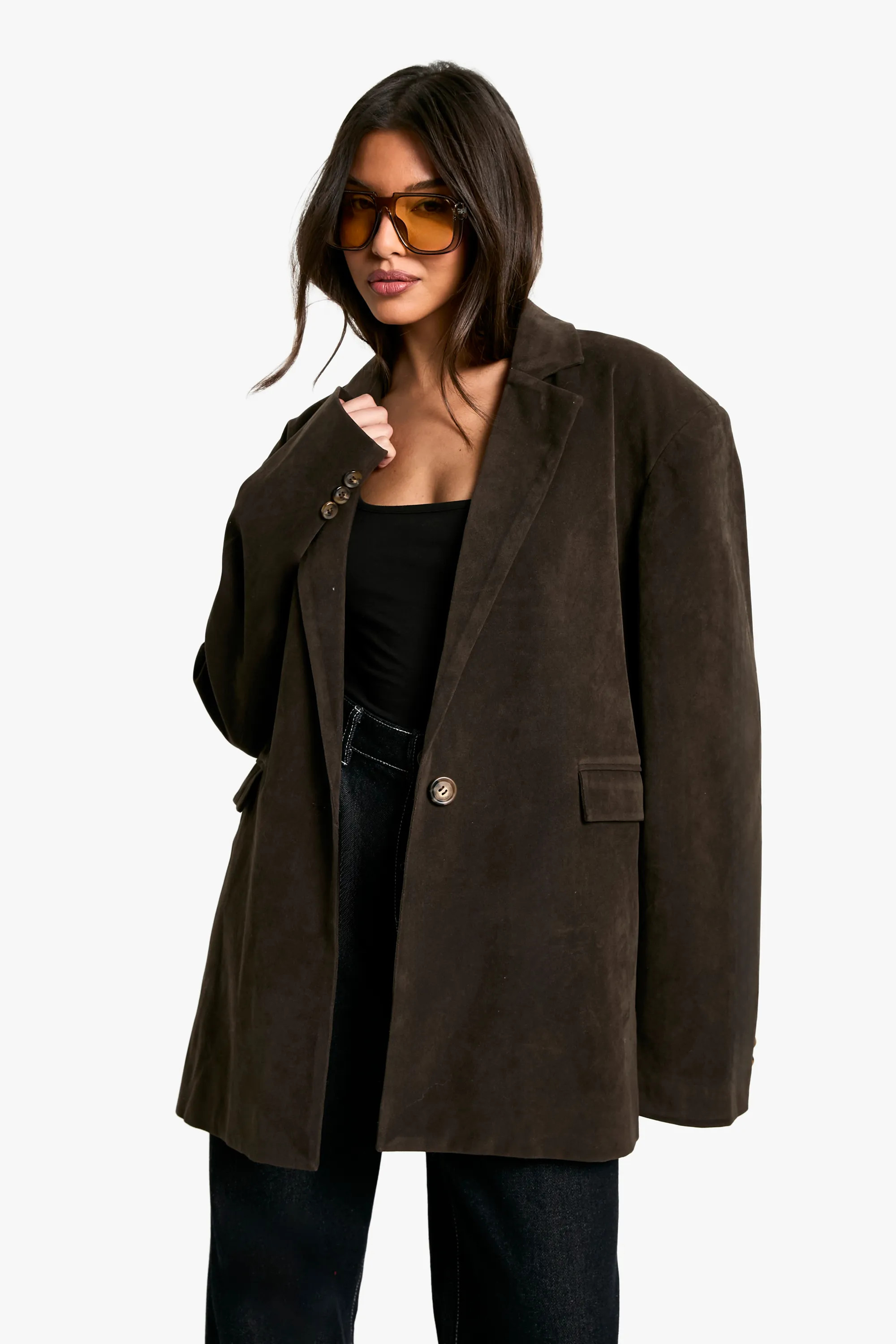 Vintage Look Suedette Oversized Blazer | Boohoo.com (UK & IE)