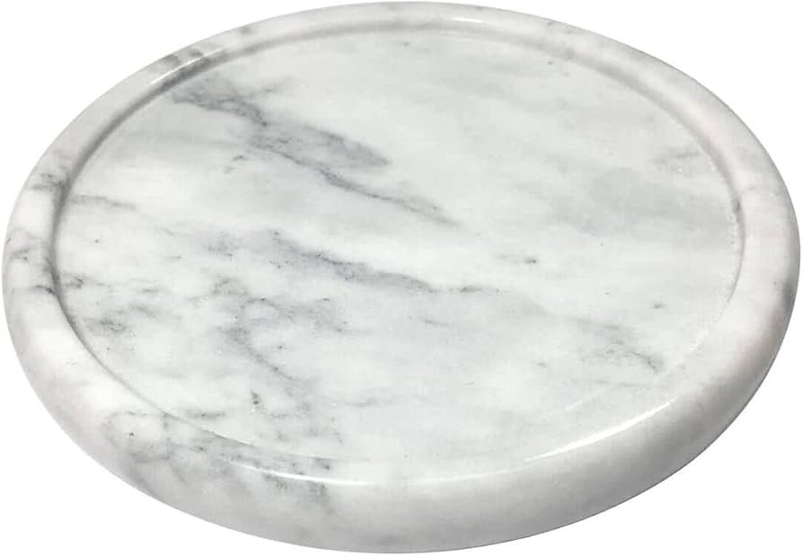 Natural Marble Tray, Circular Marble Stone Decorative Tray for Counter\uff0cJewelry, Vanity,White... | Amazon (US)