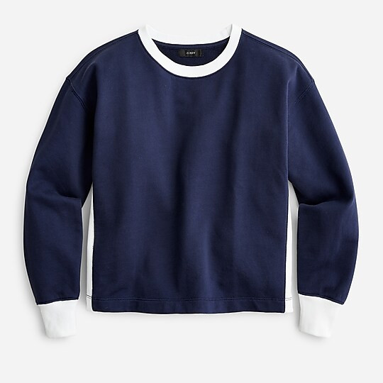 University terry cropped crewneck sweatshirt | J. Crew US
