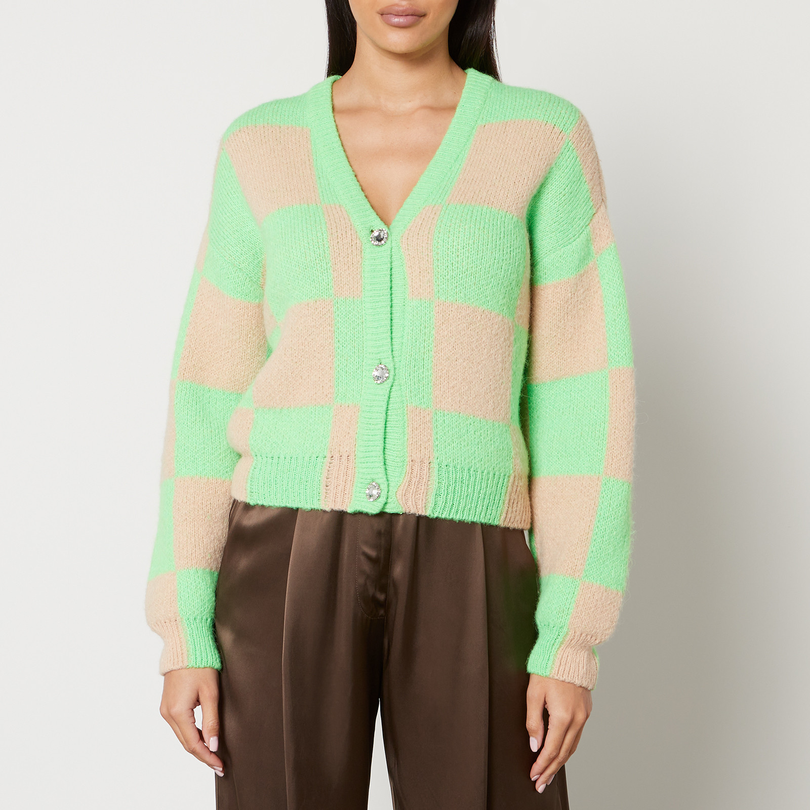 Stine Goya Amara Checked Intarsia-Knit Cardigan | Coggles | Coggles (Global)