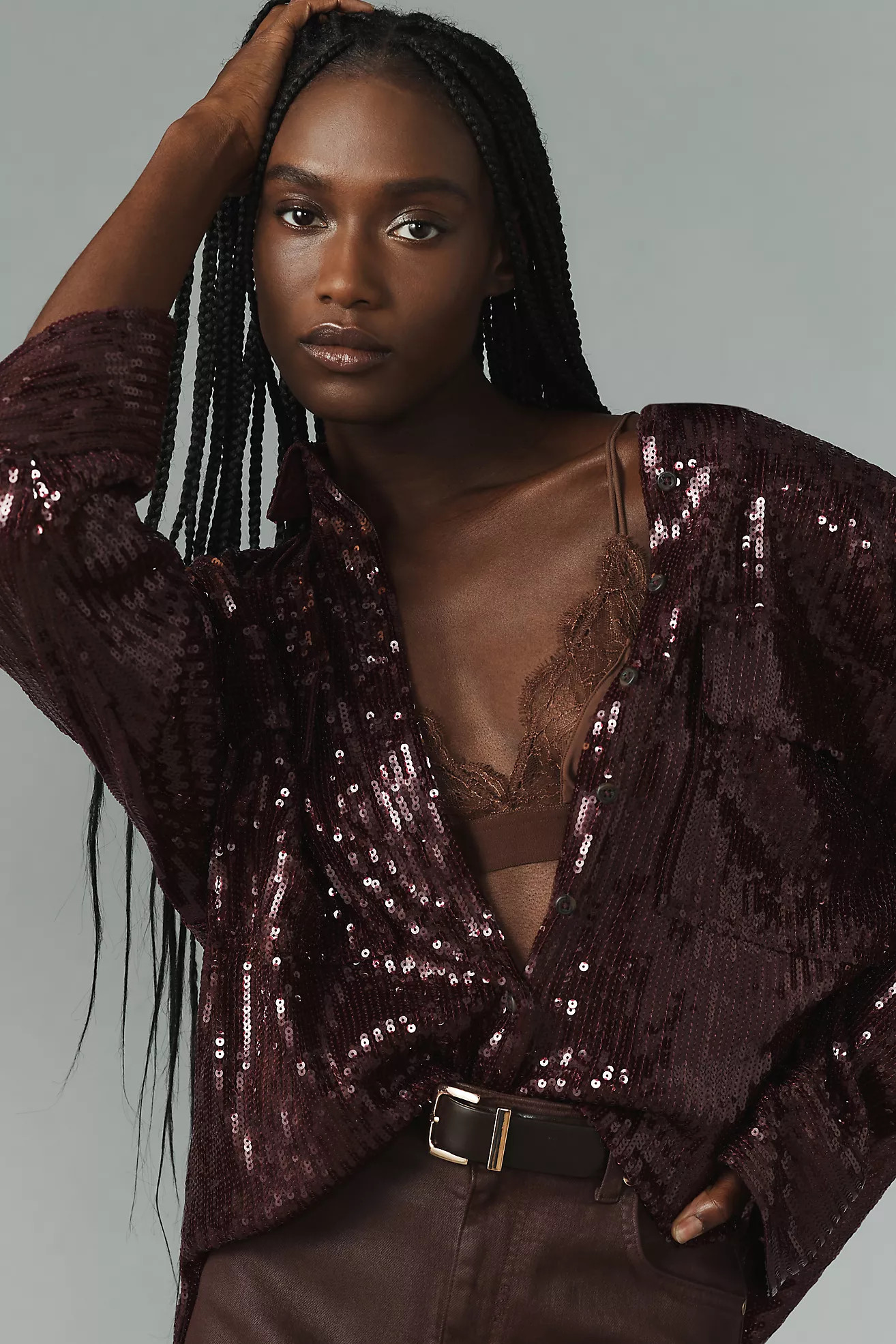 Pilcro Sequin Buttondown Shirt | Anthropologie (US)