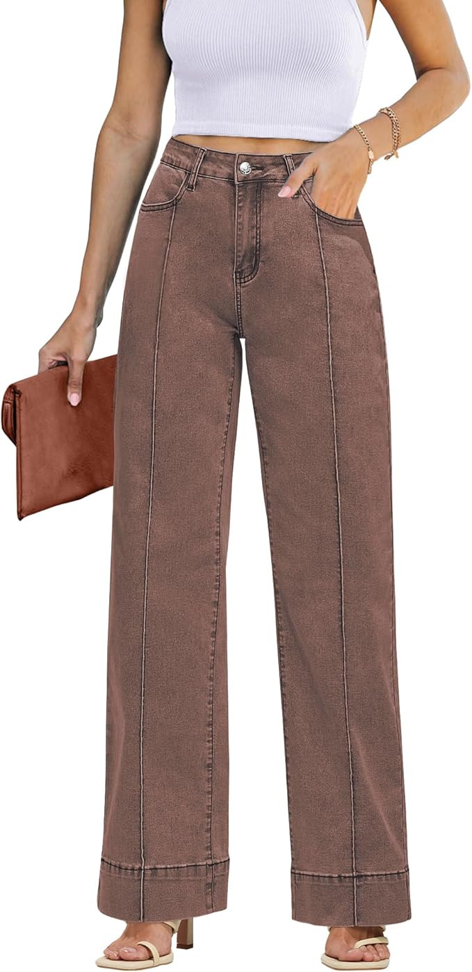 luvamia Wide Leg Jeans for Women Trendy High Waist Straight Leg Baggy Jeans Stretchy Denim Pants ... | Amazon (US)