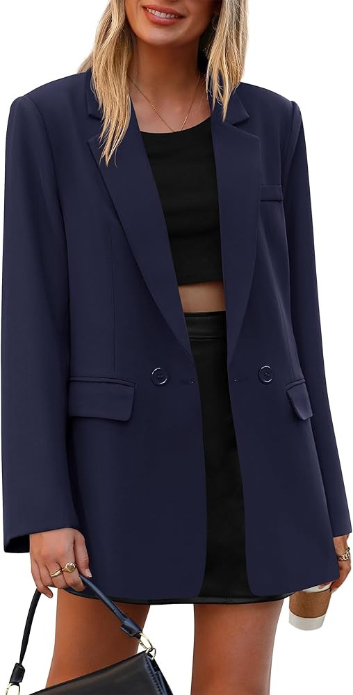 PRETTYGARDEN Fall 2025 Blazers for Women Business Casual Long Sleeve Lapel Pockets Dressy Suit Ja... | Amazon (US)
