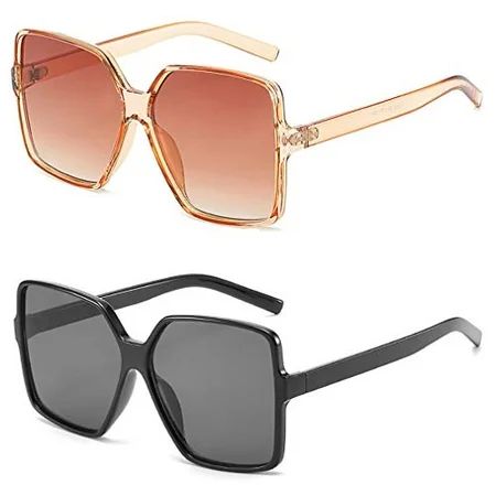 Dollger Oversized Square Sunglasses for Women Big Large Wide Fashion Black Shades for Men Unisex BLA | Walmart (US)