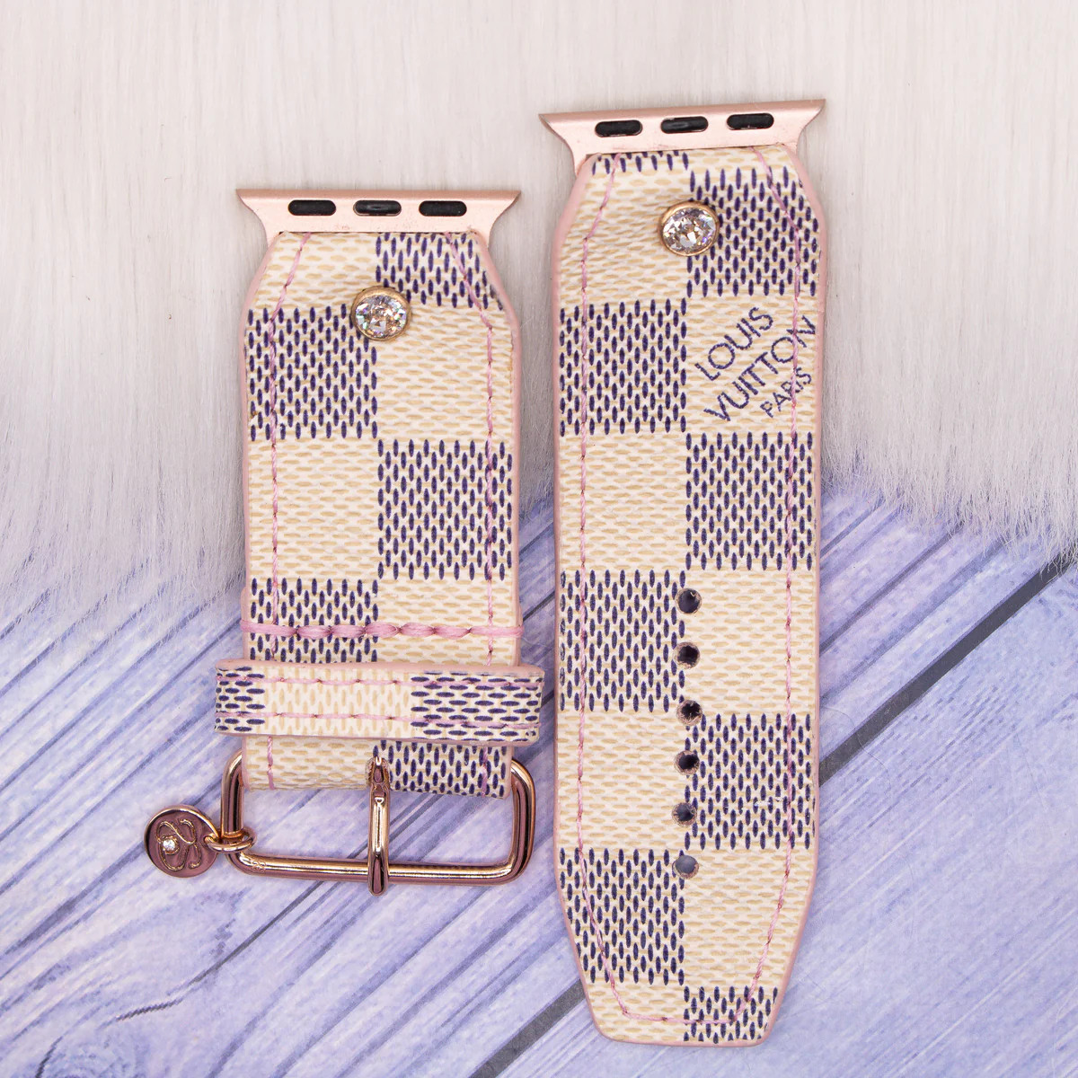 Upcycled LV Damier Azur with Pink Watchband | Sparkl