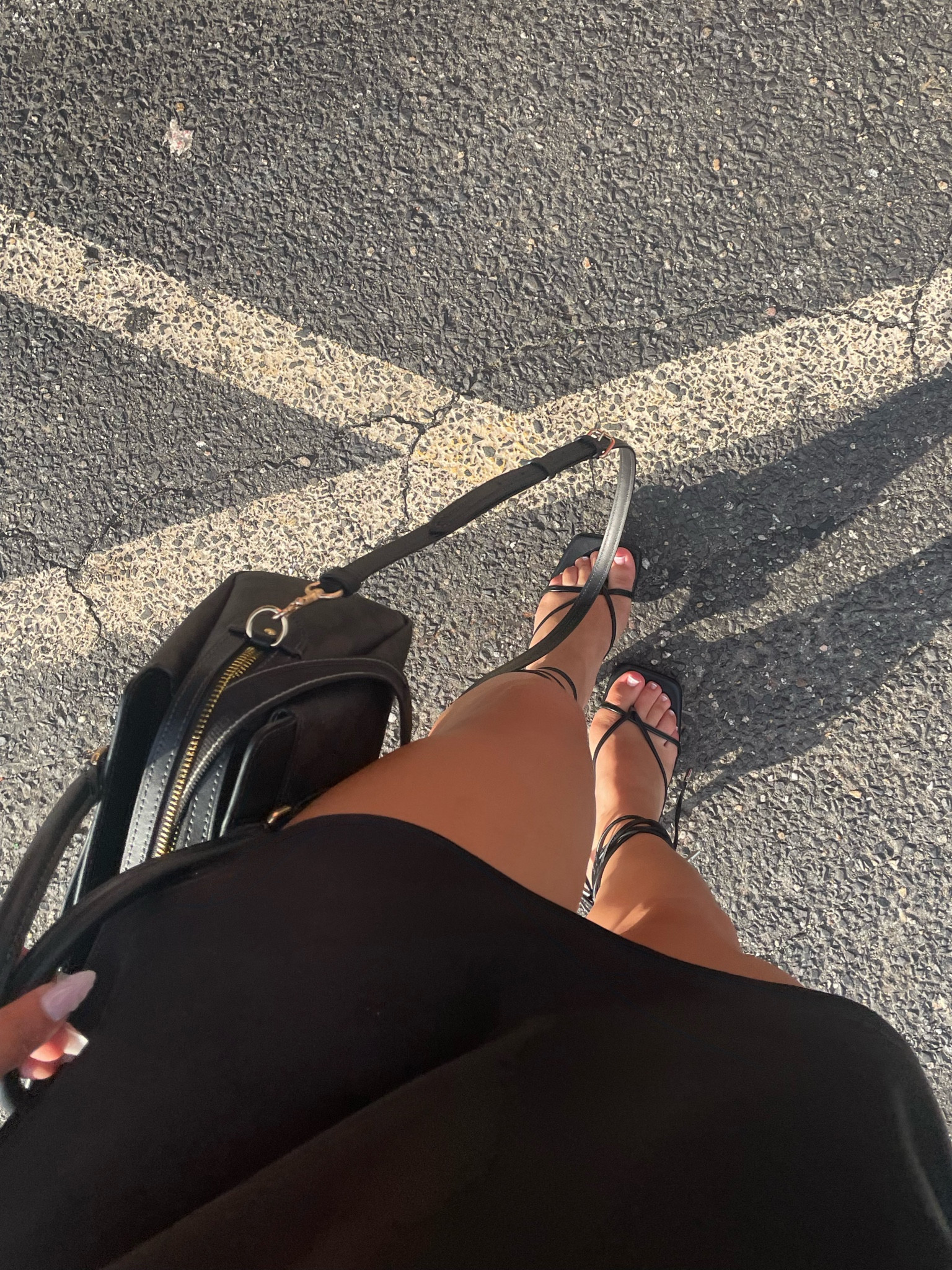 Bday fit🖤🍾
Shoes were a black tie up heel. 
Dress is a black mini satin fitted mini dress. 
Bag is Coach. 

#LTKwedding #LTKstyletip #LTKparties