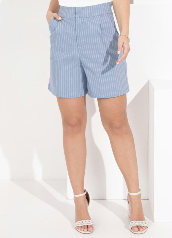 Quintess - Bermuda Listrado Azul Cintura Alta | Posthaus (BR)