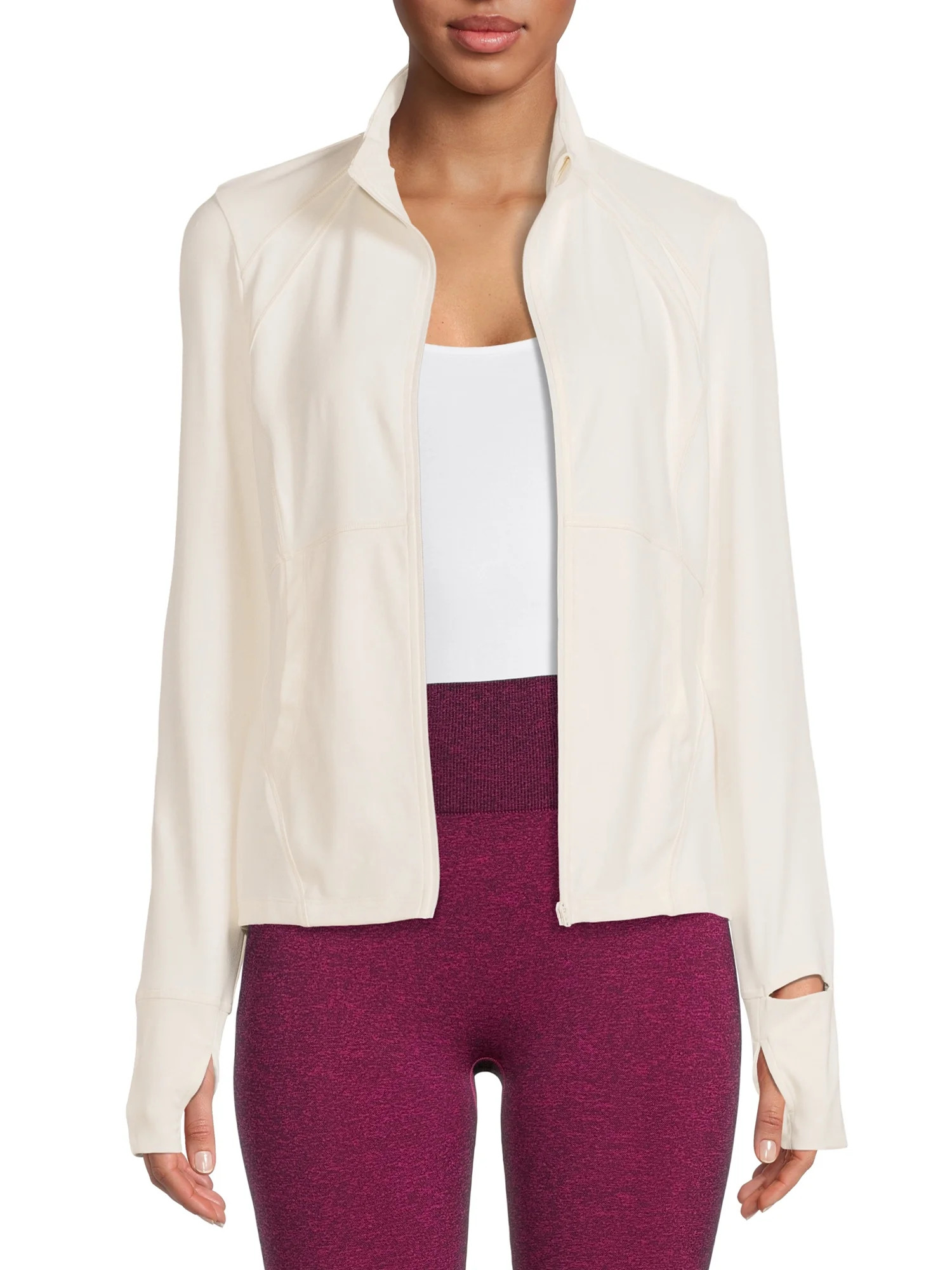 Avia Women's Active Full Zip Long Sleeve Jacket with Thumbholes and Sport Watch Opening | Walmart (US)