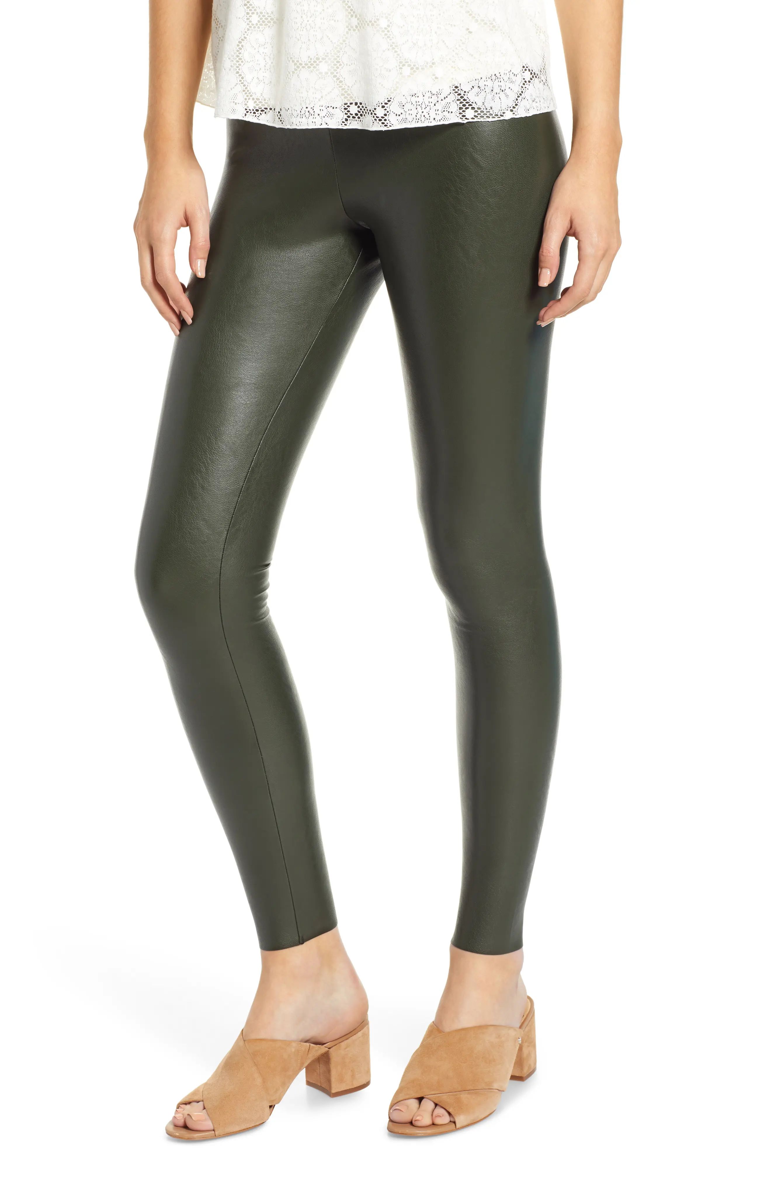 Women's Commando Perfect Control Faux Leather Leggings, Size Small - Green | Nordstrom
