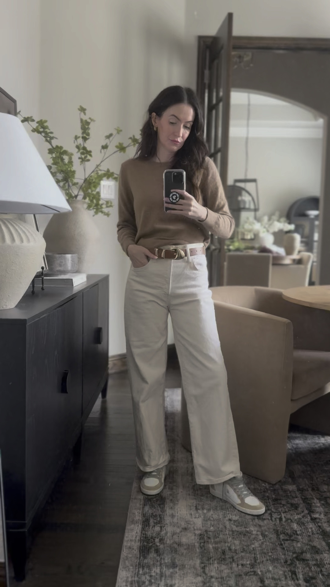 Spring outfits, white mother denim, sneakers, leather belt, work from home outfits, work outfits 

#LTKFindsUnder100 #LTKWatchNow #LTKPetite