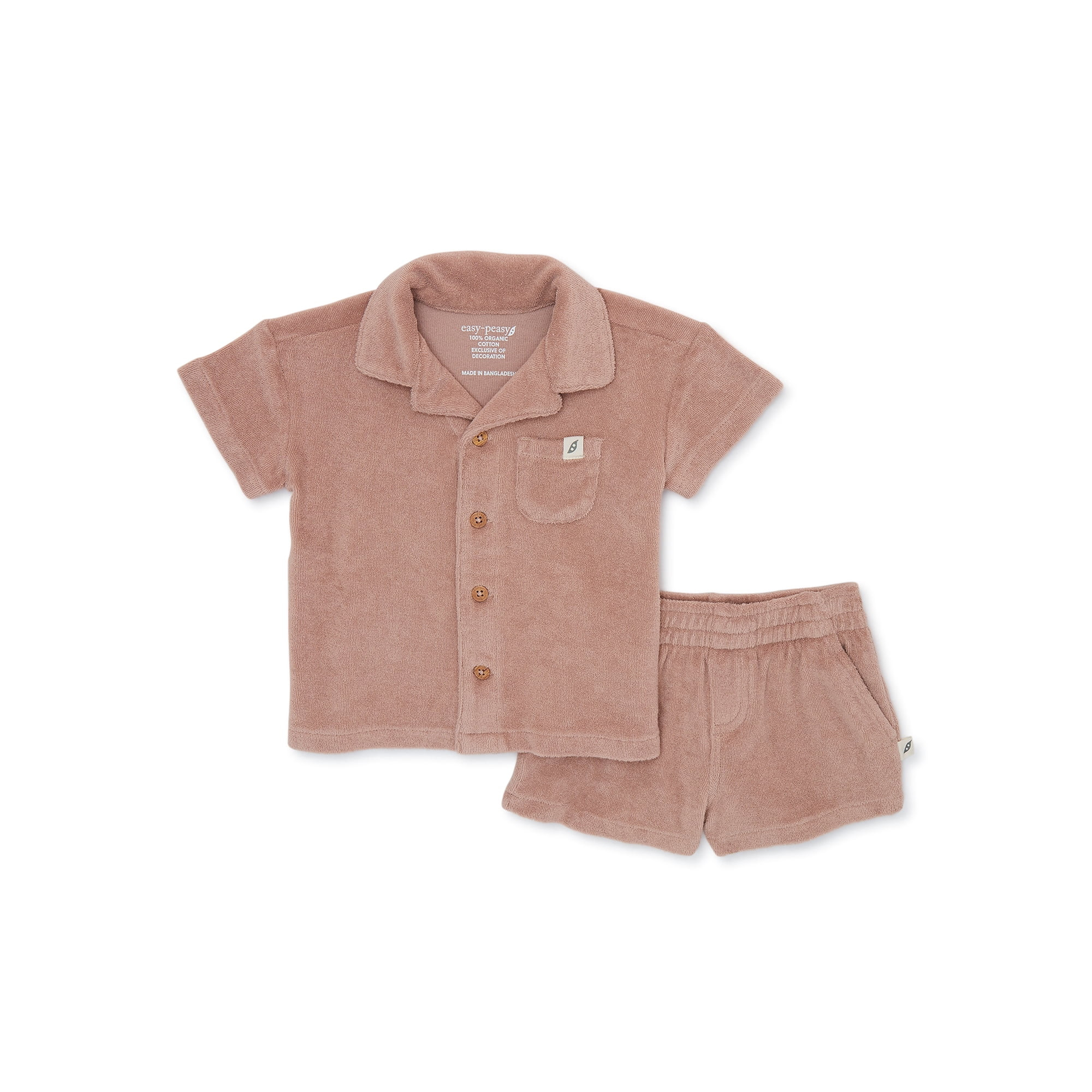 easy-peasy Baby Boy Terry Cloth Shirt and Shorts Set, 2-Pieces, Sizes 0-24M | Walmart (US)