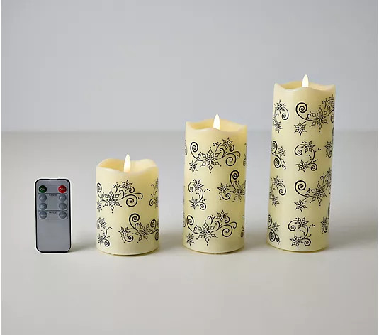 Temp-tations Set of 3 4",6",8" Fiber Optic Candles with Remote | QVC