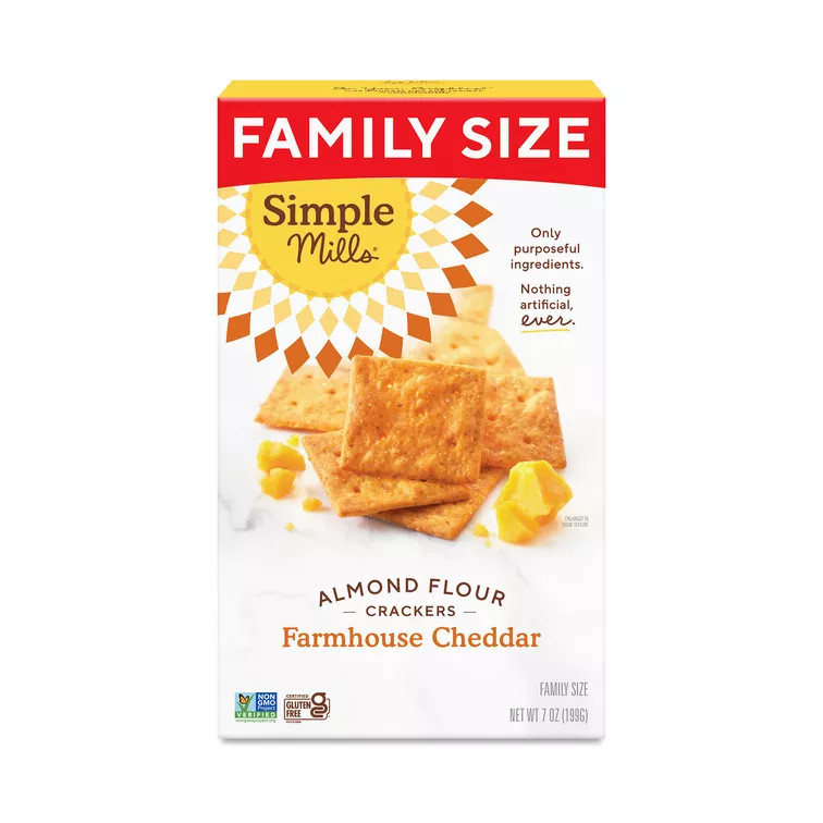 Simple Mills, Farmhouse Cheddar Almond Flour Crackers, Family Size | Thrive Market