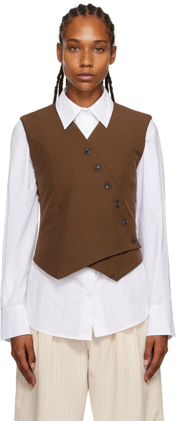 The Frankie Shop - Brown Maesa Cross Vest | SSENSE