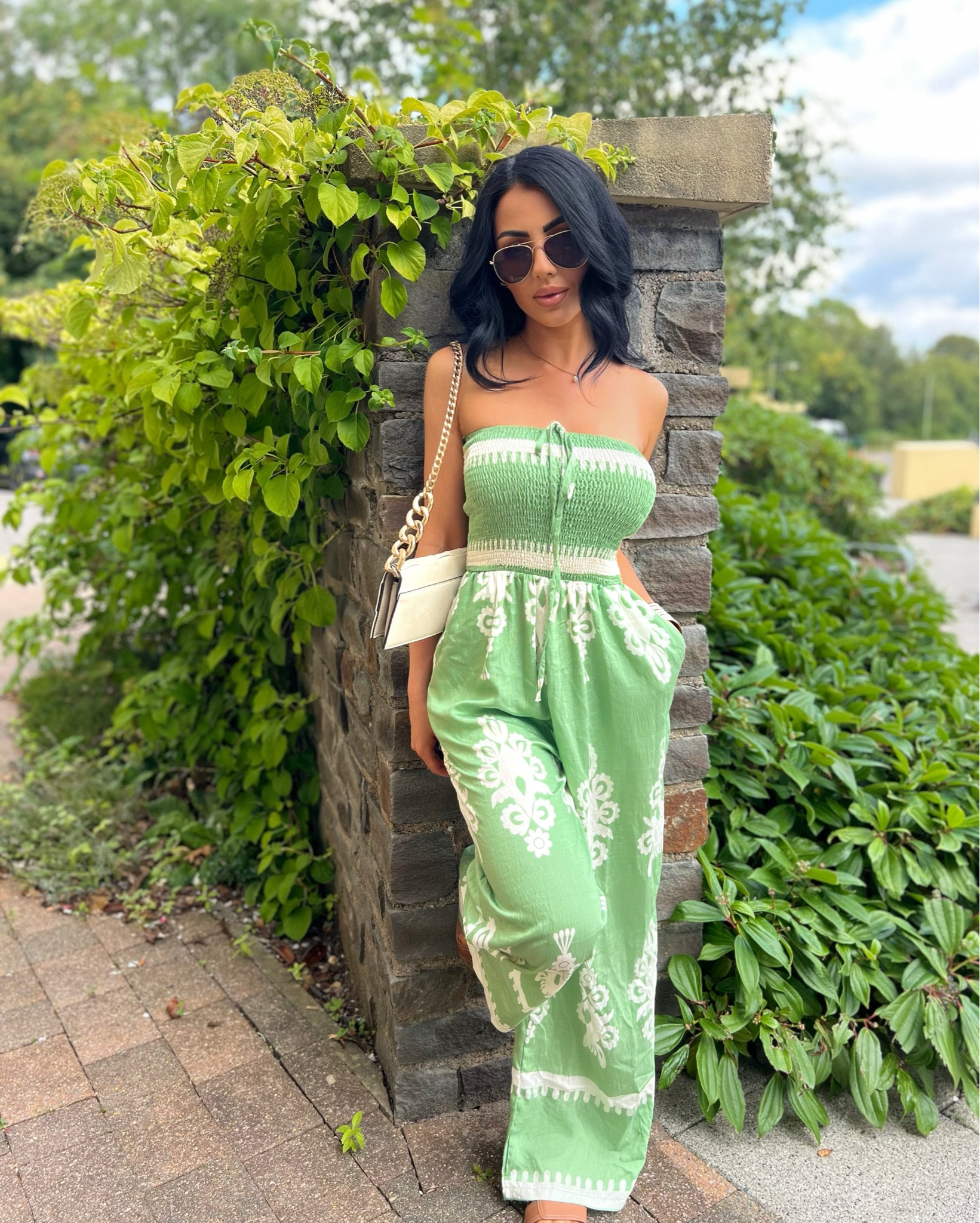Easy breezy in the cutest jumpsuit 🌿✨
This green embroidered jumpsuit is a summer dream — so lightweight and comfy, perfect for warm days and garden strolls! Paired it with my go-to tan sandals (they go with everything) and a classic cream shoulder bag for a polished touch.

Whether you're heading out for brunch or just soaking up the sun, this look has you covered 💚

#LTKsummer #LTKuk