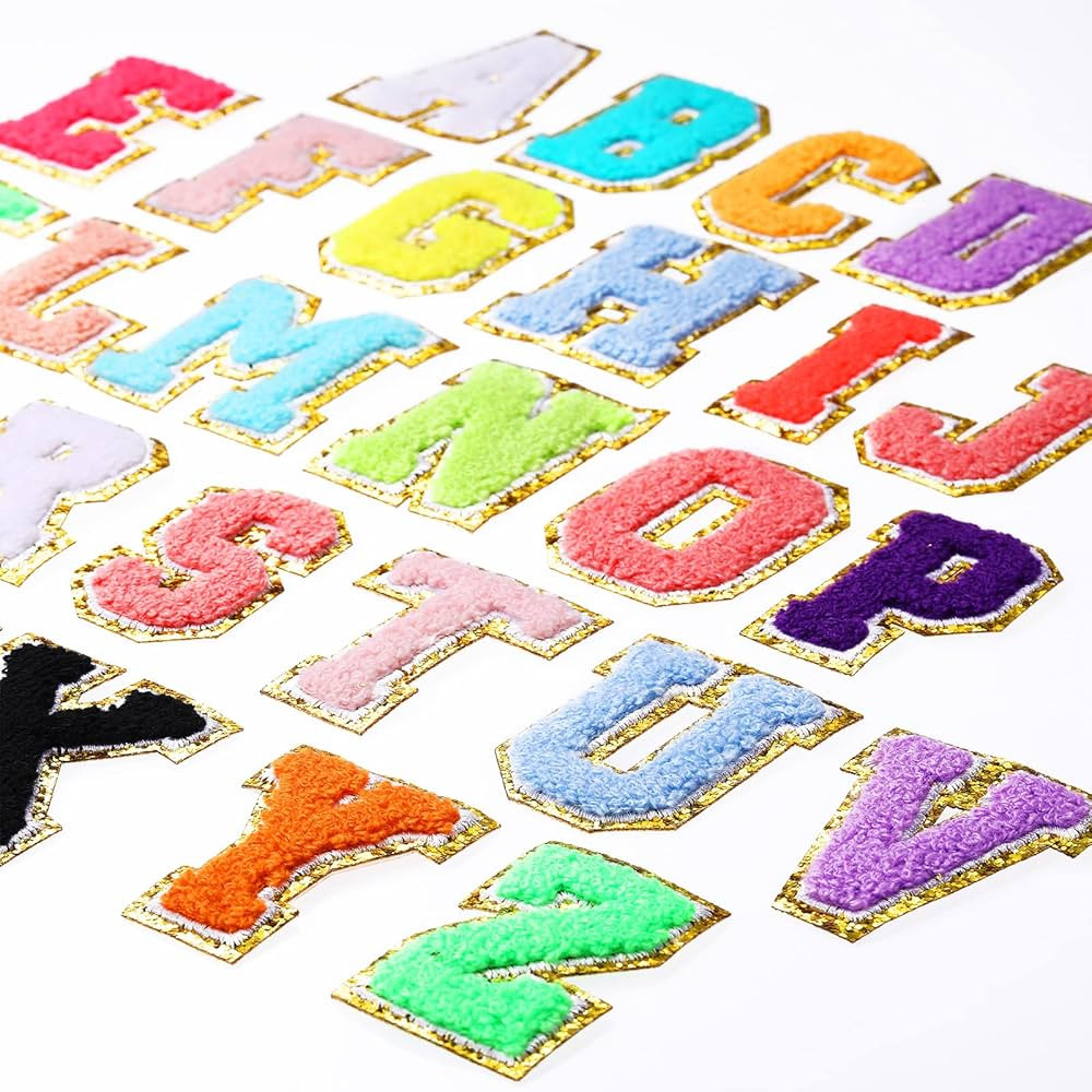 26 Piece Chenille Letter Iron on Patches Sew On Chenille Varsity A-Z Patches Alphabet Patches Let... | Amazon (US)